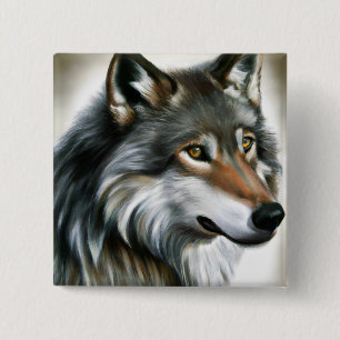 Wolf Painting Button