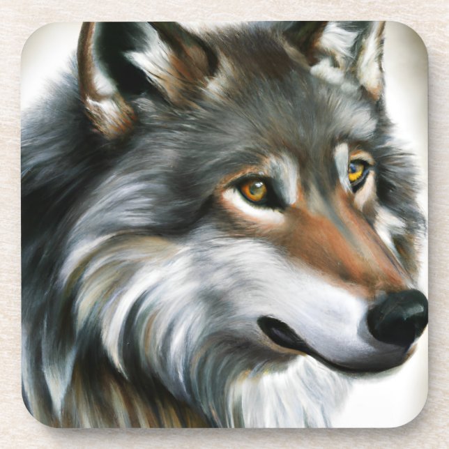 Wolf Painting Getränkeuntersetzer (Vorderseite)