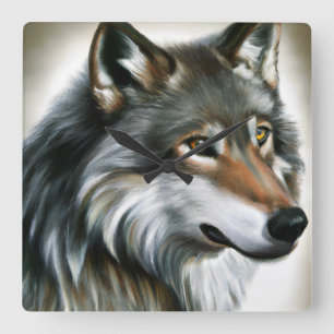Wolf Painting Quadratische Wanduhr