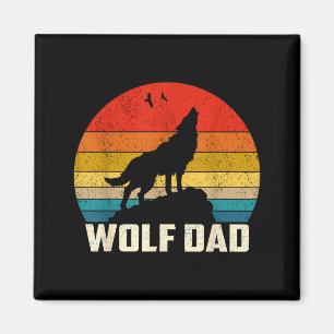 Wolf Papa Heulend Vintage Sonnenuntergang Wölfe Li Magnet