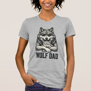 Wolf Papa Vintage Gravur Vektor T-Shirt Design_1