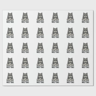 Wolf Papa Vintage Gravur Vektor T-Shirt Design_1 Geschenkpapier