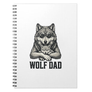 Wolf Papa Vintage Gravur Vektor T-Shirt Design_1 Notizblock