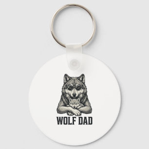 Wolf Papa Vintage Gravur Vektor T-Shirt Design_1 Schlüsselanhänger