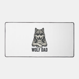 Wolf Papa Vintage Gravur Vektor T-Shirt Design_1 Schreibtischunterlage