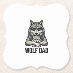 Wolf Papa Vintage Gravur Vektor T-Shirt Design_1 Untersetzer