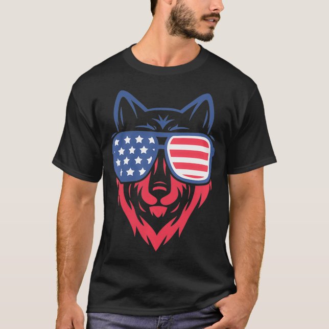 Wolf Patriotischer Pullover  (Vorderseite)