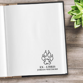 Wolf Paw Print Ex Libris Individuelle Name Gummistempel