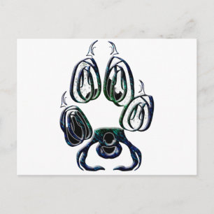 Wolf Paw Print Postkarte