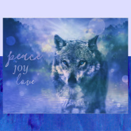 Wolf Peace Joy Liebe New Year Postcard Postkarte