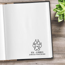 Wolf Pfotenabdruck Ex Libris mit individuellem Nam