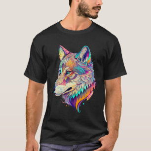 Wolf Phantastisch Color Mix Animal Face Wolf T-Shirt