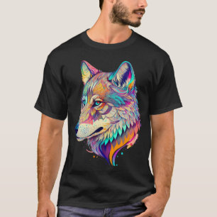 Wolf Phantastisch Color Mix Animal Face Wolf T-Shirt