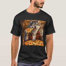 Wolf Pizza Kaffee Lustig Vintage Cartoon T-Shirt