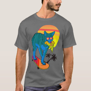 Wolf Pizza und Skateboarding T-Shirt