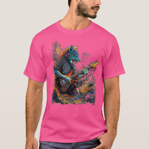 Wolf Playing Electric Guitar Rock T-Shirt