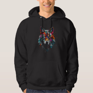 Wolf Polygon Artwork Animal Motif Wolf Hoodie