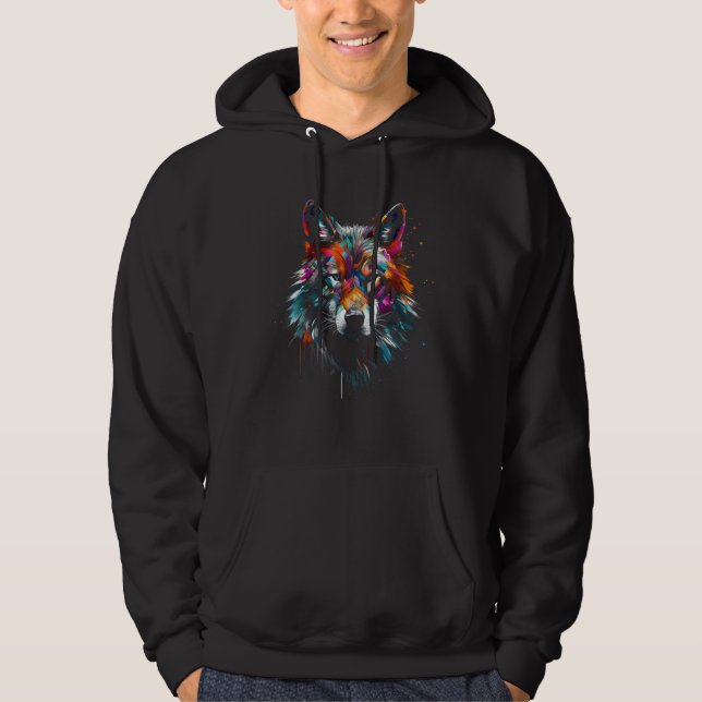 Wolf Polygon Artwork Animal Motif Wolf Hoodie (Vorderseite)