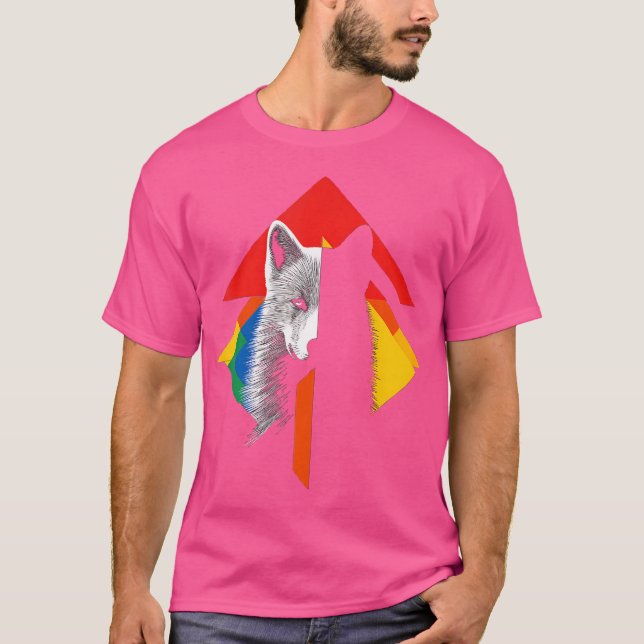 Wolf Polygon Colorful Art Liebe Abstrakte Wolf T-Shirt (Vorderseite)