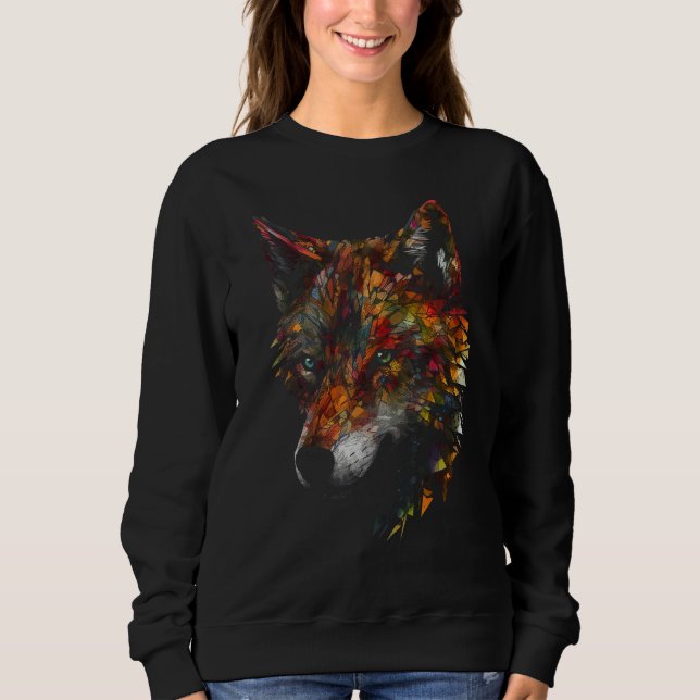 Wolf Polygon Tiermotiv Wolf Sweatshirt (Vorderseite)
