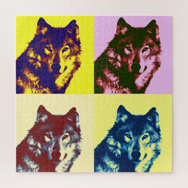 Wolf Pop Art - Wilde Tiere Kunst Puzzle (Vertikal)
