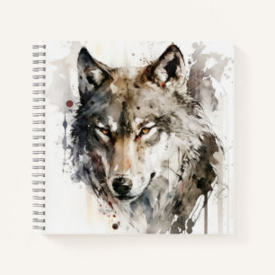 Wolf Portrait Animal Painting Wildlife Forest Notizbuch