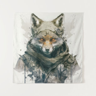 Wolf Portrait Animal Painting Wildlife Forest Wandteppich