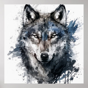 Wolf Portrait Animal Painting Wildlife Outdoor Poster