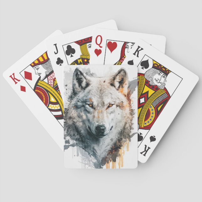 Wolf Portrait Animal Painting Wildlife Outdoor Spielkarten (Rückseite)
