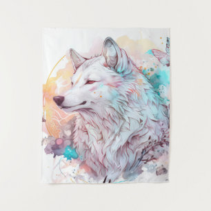Wolf Portrait Animal Painting Wildlife Outdoor Wandteppich