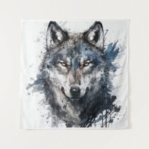 Wolf Portrait Animal Painting Wildlife Outdoor Wandteppich