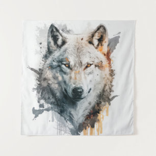 Wolf Portrait Animal Painting Wildlife Outdoor Wandteppich