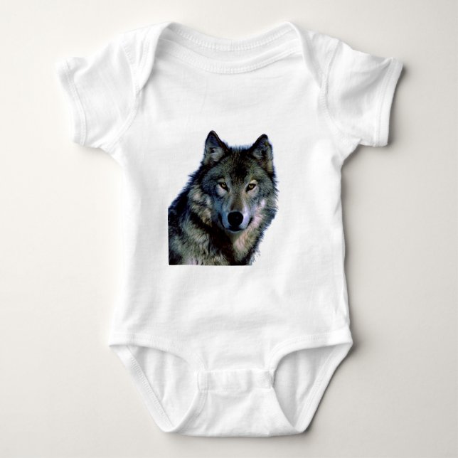 Wolf Portrait Baby Strampler (Vorderseite)