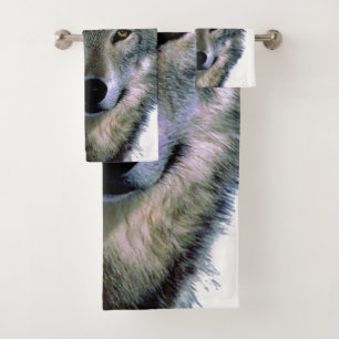 Wolf Portrait Badhandtuch Set