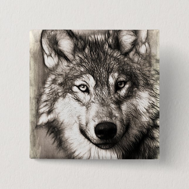 Wolf-Portrait Button (Vorderseite)