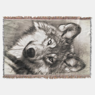 Wolf-Portrait Decke