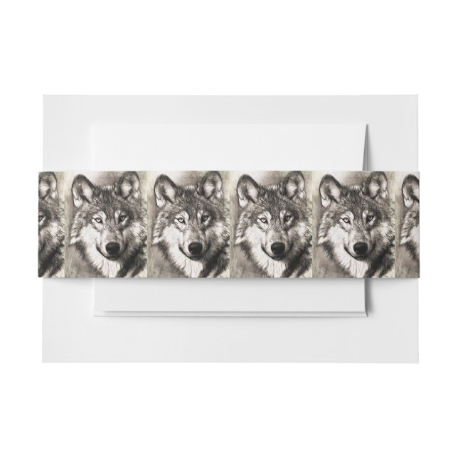 Wolf-Portrait Einladungsbanderole (Vorderseite Beispiel)