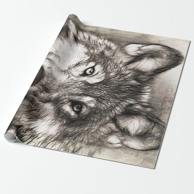 Wolf-Portrait Geschenkpapier (Ungerollt)