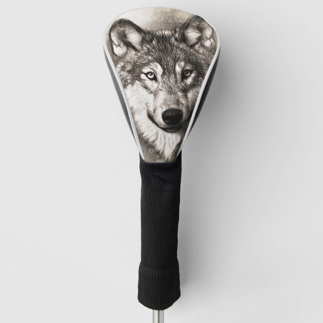 Wolf-Portrait Golf Headcover (Vorderseite)