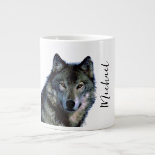 Wolf portrait Ihren Namen benutzerdefinierte Hands Jumbo-Tasse