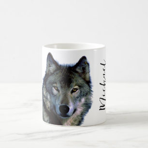 Wolf portrait Ihren Namen benutzerdefinierte Hands Kaffeetasse