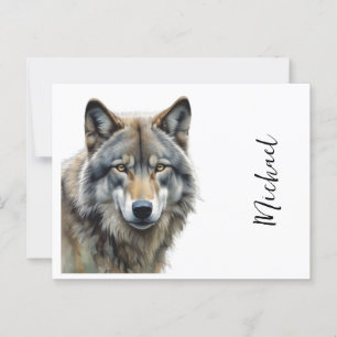 Wolf portrait Ihren Namen benutzerdefinierte Hands Postkarte