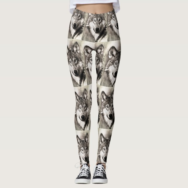 Wolf-Portrait Leggings (Vorderseite)