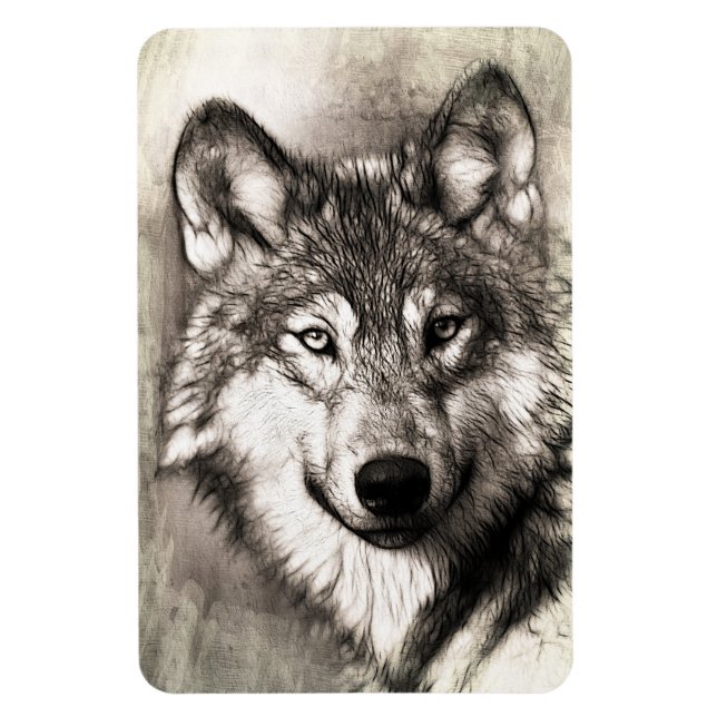 Wolf-Portrait Magnet (Vertikal)