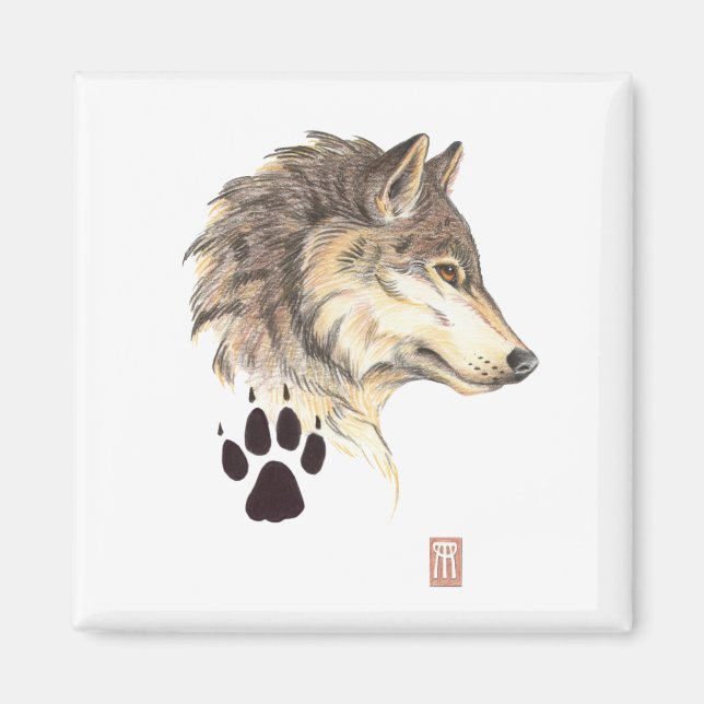 Wolf Portrait Magnet (Vorne)