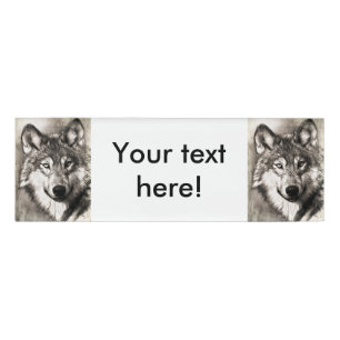 Wolf-Portrait Namenschild