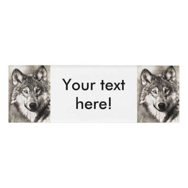 Wolf-Portrait Namenschild (Vorderseite)