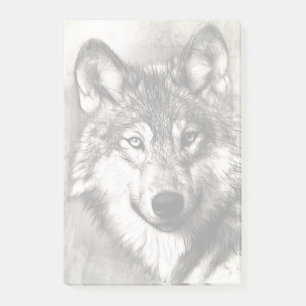 Wolf-Portrait Post-it Klebezettel
