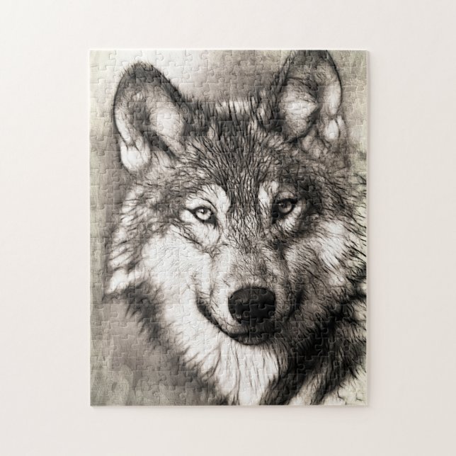 Wolf-Portrait Puzzle (Vertikal)