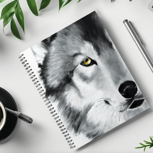 Wolf Portrait Schwarz-weiß Planer